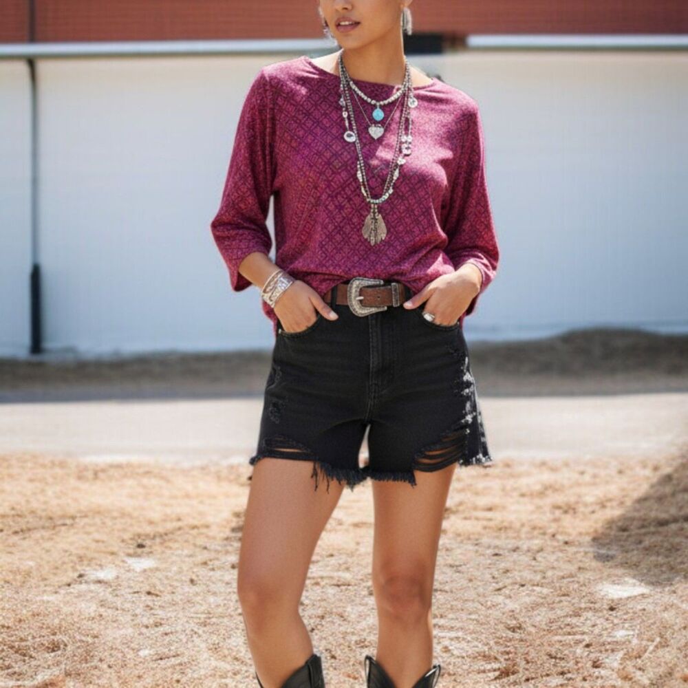 Forever 21 Floral Jewel-Toned 3/4 Sleeve Blouse